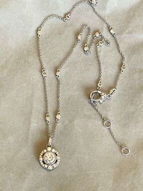 Judith Ripka 925 Solid Sterling Silver Halo CZ 18” - 20” Necklace NEW Condition